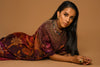Long kaftan dress with band collar Closeview