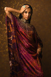 Long kaftan dress with band collar