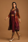 Printed Embroidered Jacket Set