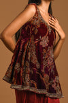 Women's Embroidered Peplum Kurta with dhoti pant Closeview