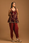 Women's Embroidered Peplum Kurta with dhoti pant