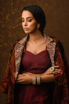 Printed Embroidered Jacket Set Closeview