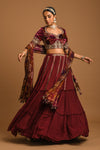 Women's Embroidered Crepe Lehenga Set