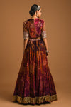 Rawsilk Printed Lehenga Set Backview