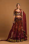 Rawsilk Printed Lehenga Set Frontview