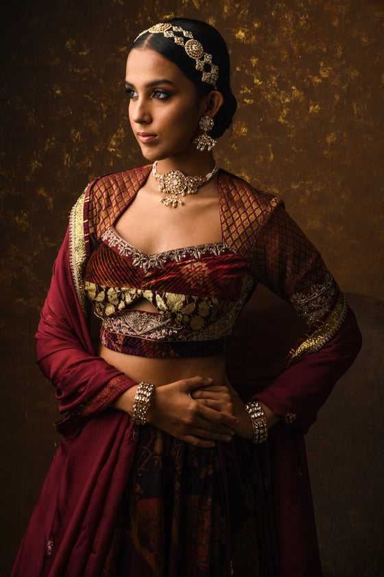 Rawsilk Printed Lehenga Set