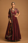 Floor length Anarkali with printed Dupatta