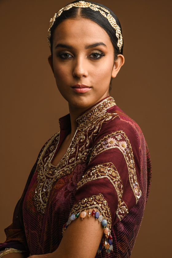 Floor length Anarkali with printed Dupatta Closeview