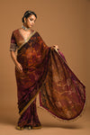 Papersilk Printed Saree Set Frontview