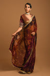 Papersilk Printed Saree Set Frontview