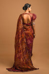 Lurex Satin Embroidered Printed Saree Set Backview