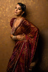 Lurex Satin Embroidered Printed Saree Set