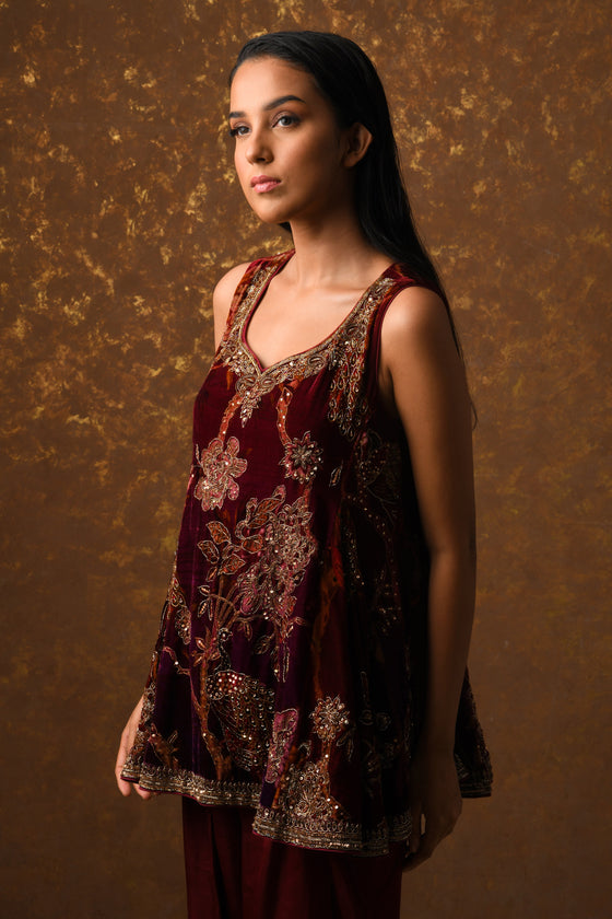 Women's Embroidered Peplum Kurta with dhoti pant