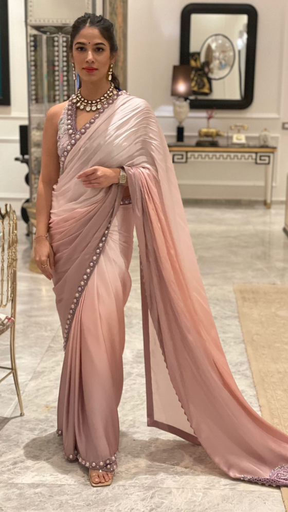 Women's Ombre satin saree with blouse