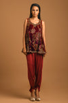 Women's Embroidered Peplum Kurta with dhoti pant