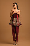 Embroidered Silk Velvet Kurta Set Closeview
