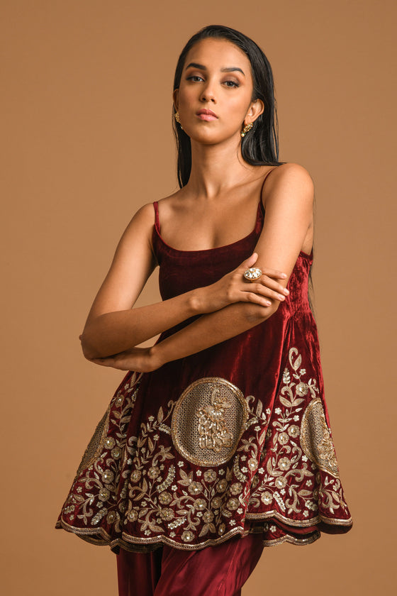 Embroidered Silk Velvet Kurta Set