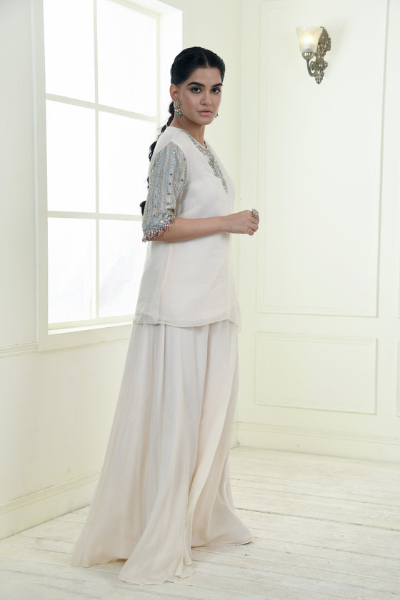 Embroidered Drape Kurta Sharara Set Sideview