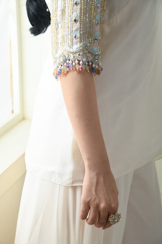 Embroidered Drape Kurta Sharara Set