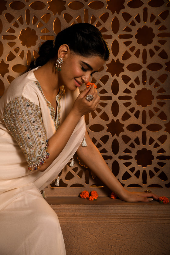 Embroidered Drape Kurta Sharara Set