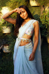 Bralette Blouse And Chiffon Saree - Q by Sonia Baderia