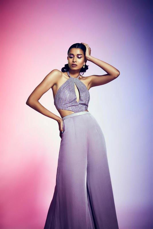 Women's Lilac embroidered Jumpsuit