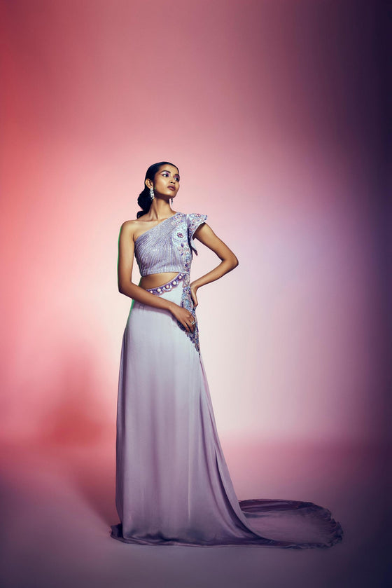 Women's Embroidered Lilac Evening Gown