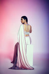 Women's Ombre satin saree with blouse Backview