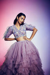 Net multi-layer ruffle Lehenga