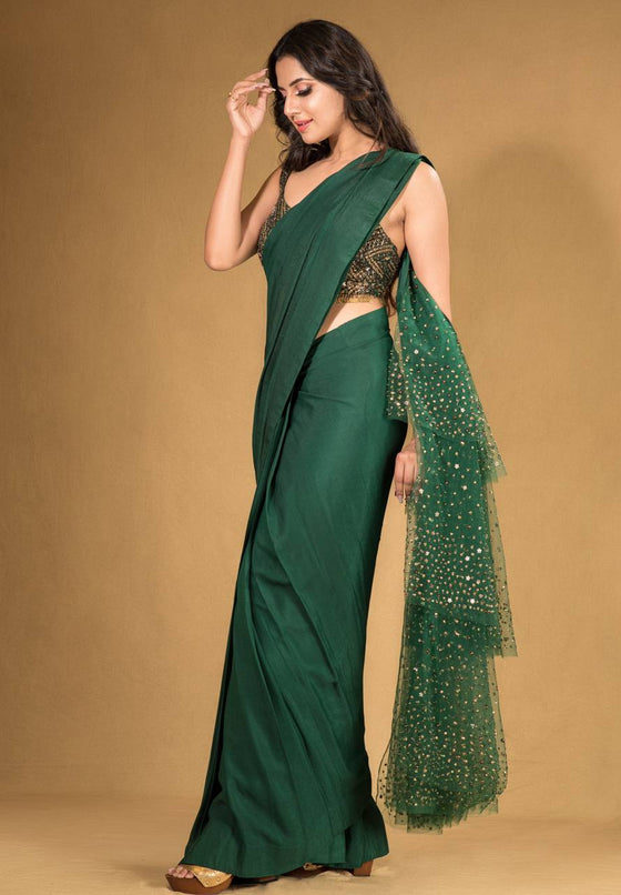 Crepe and Net Saree